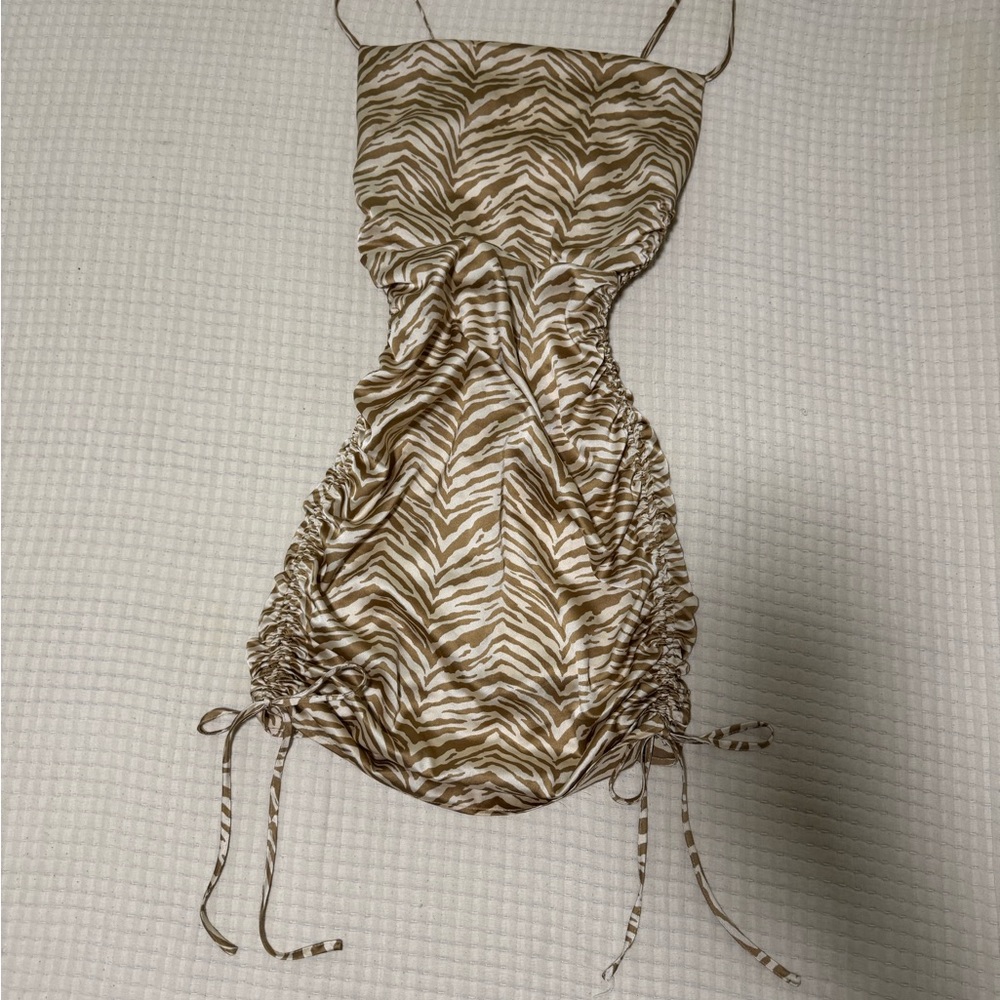 Zebra Print Ruched Dress